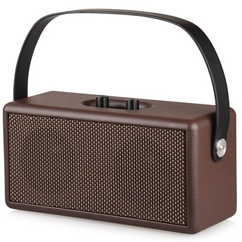 D30 Retro Wood Double Speaker Bluetooth Speaker Home Computer Mobile Phone Outdoor Portable Leather Audio